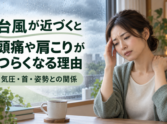 台風が近づくと頭痛や肩こりがつらくなる理由｜気圧・首・姿勢との関係
